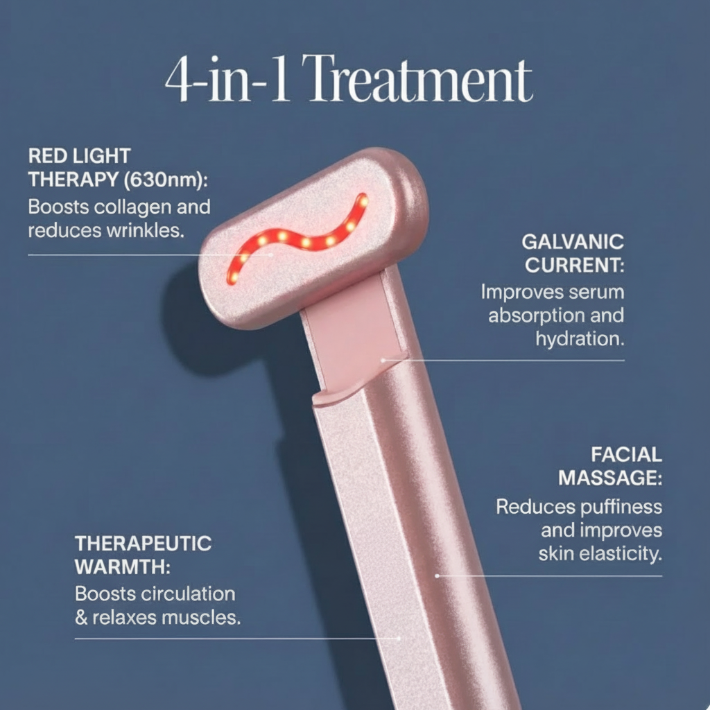 4-in-1 Radiant Renewal Skincare Wand with Red Light Therapy